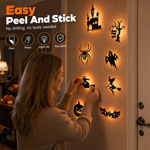 Halloween LED Silhouette Wall Light Stickers 🎃✨