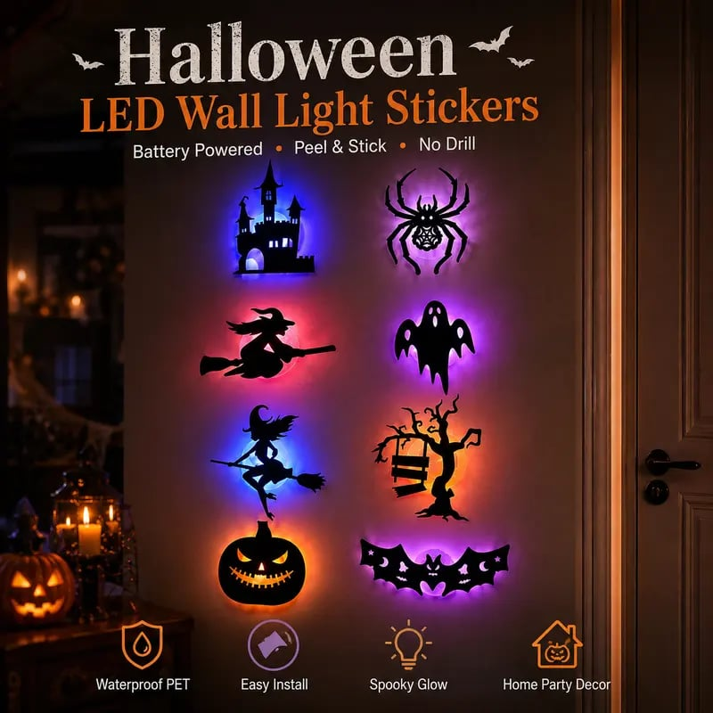 Halloween LED Silhouette Wall Light Stickers 🎃✨