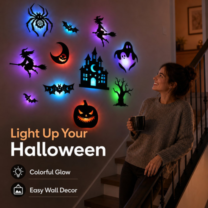 Halloween LED Silhouette Wall Light Stickers 🎃✨