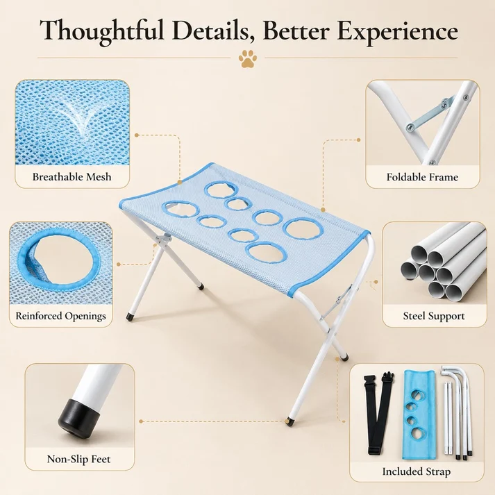 Foldable Elevated Dog Grooming Hammock