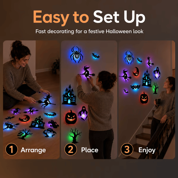 Halloween LED Silhouette Wall Light Stickers 🎃✨